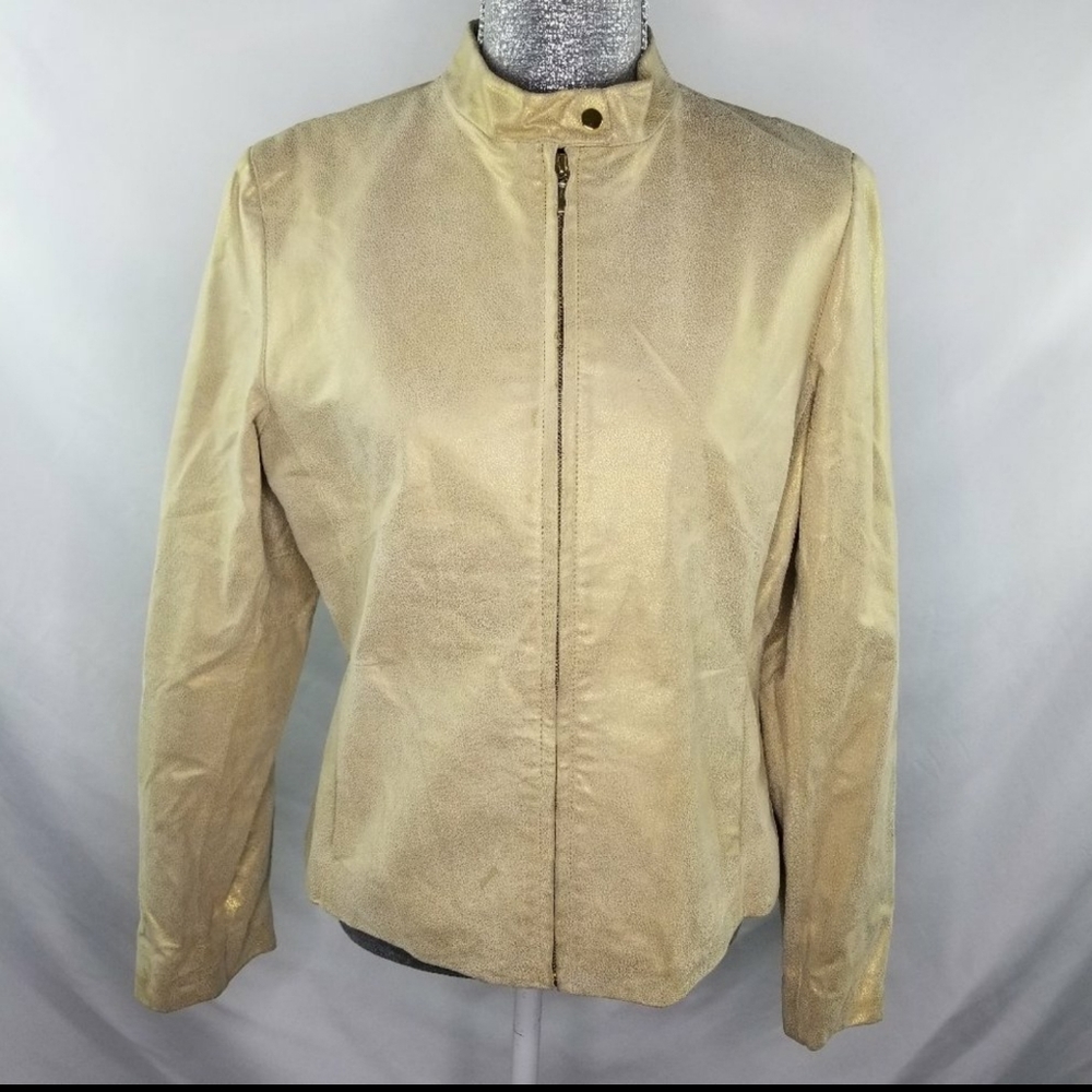 Moda International Gold 100% genuine Leather Jacket S